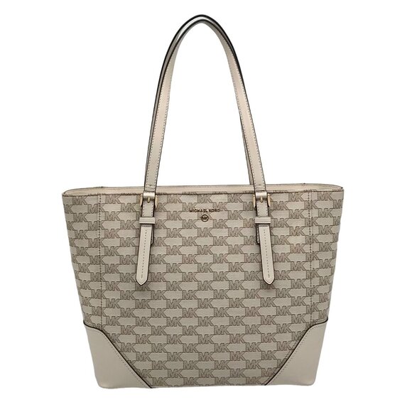 Michael Kors Signature Canvas Natural Beige Aria Tote - Picture 1 of 12